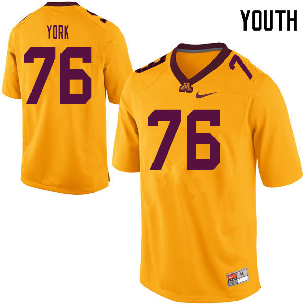 Youth #76 Jack York Minnesota Golden Gophers College Football Jerseys Sale-Yellow